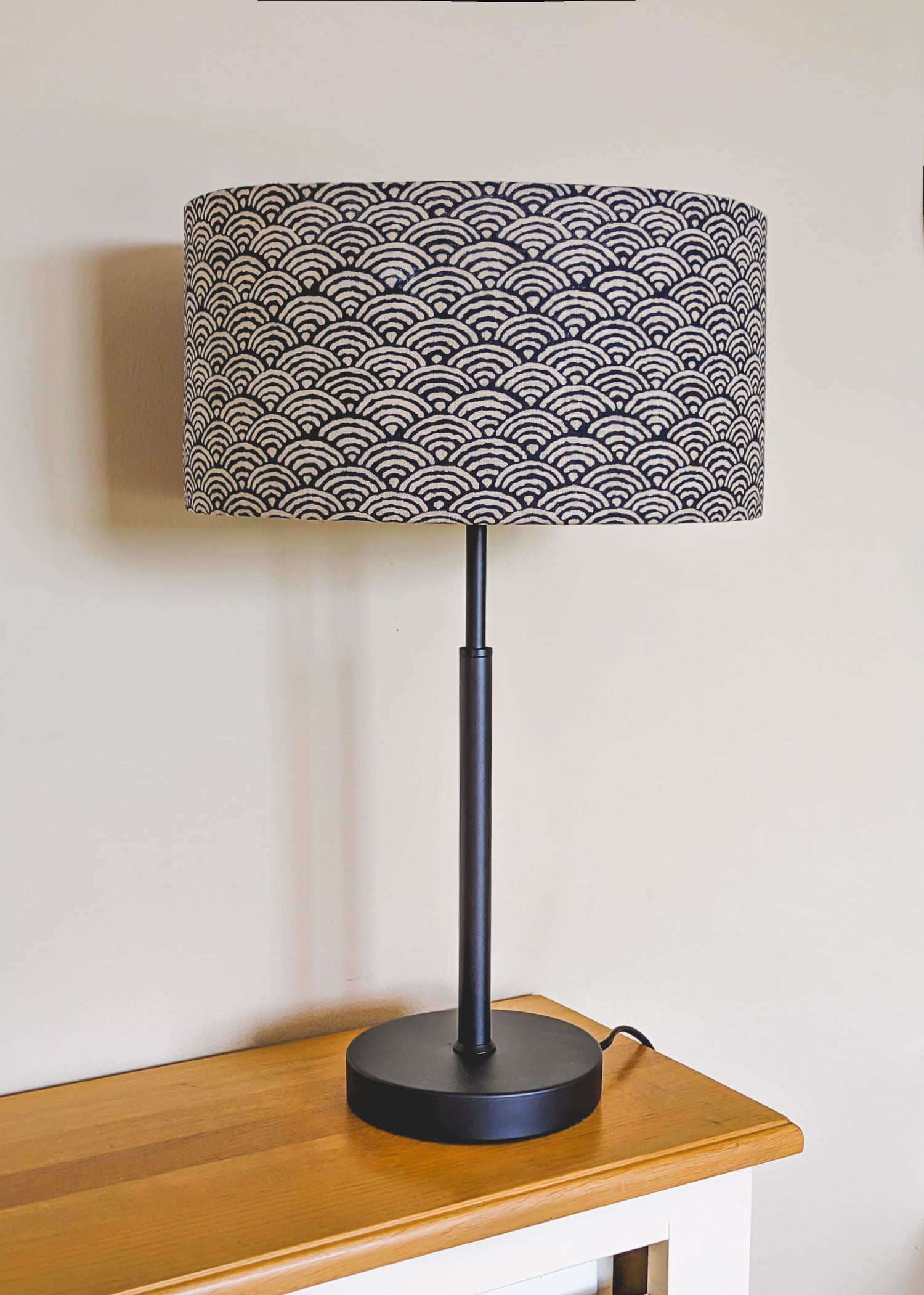 Black Metal Lamp | Gold Japanese Fabric Shade