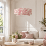Suspension Double Abat-Jour Toile de Jouy Rose