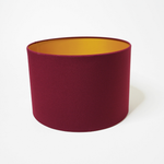 abat-jour cylindrique bordeaux et or