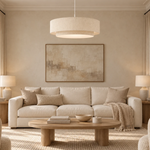 Suspension Double Abat-Jour Lin Naturel