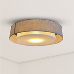 Abat-jour pour plafonnier en lin taupe et blanc