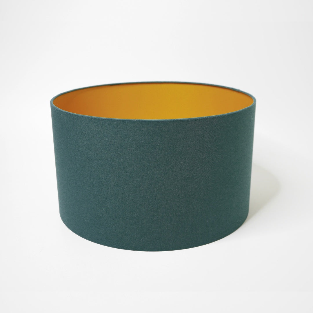 abat-jour cylindrique vert et or
