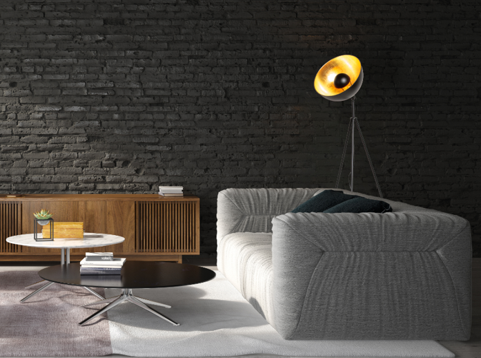 Lampadaire Tri Pied Noir et Or