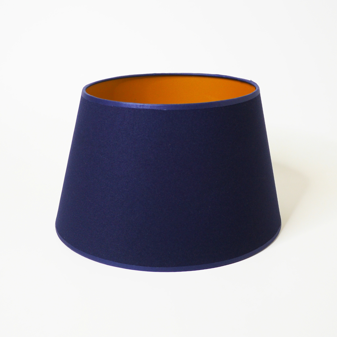 Abat-jour conique bleu marine et or