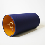 Abat-jour cylindrique long bleu marine et or