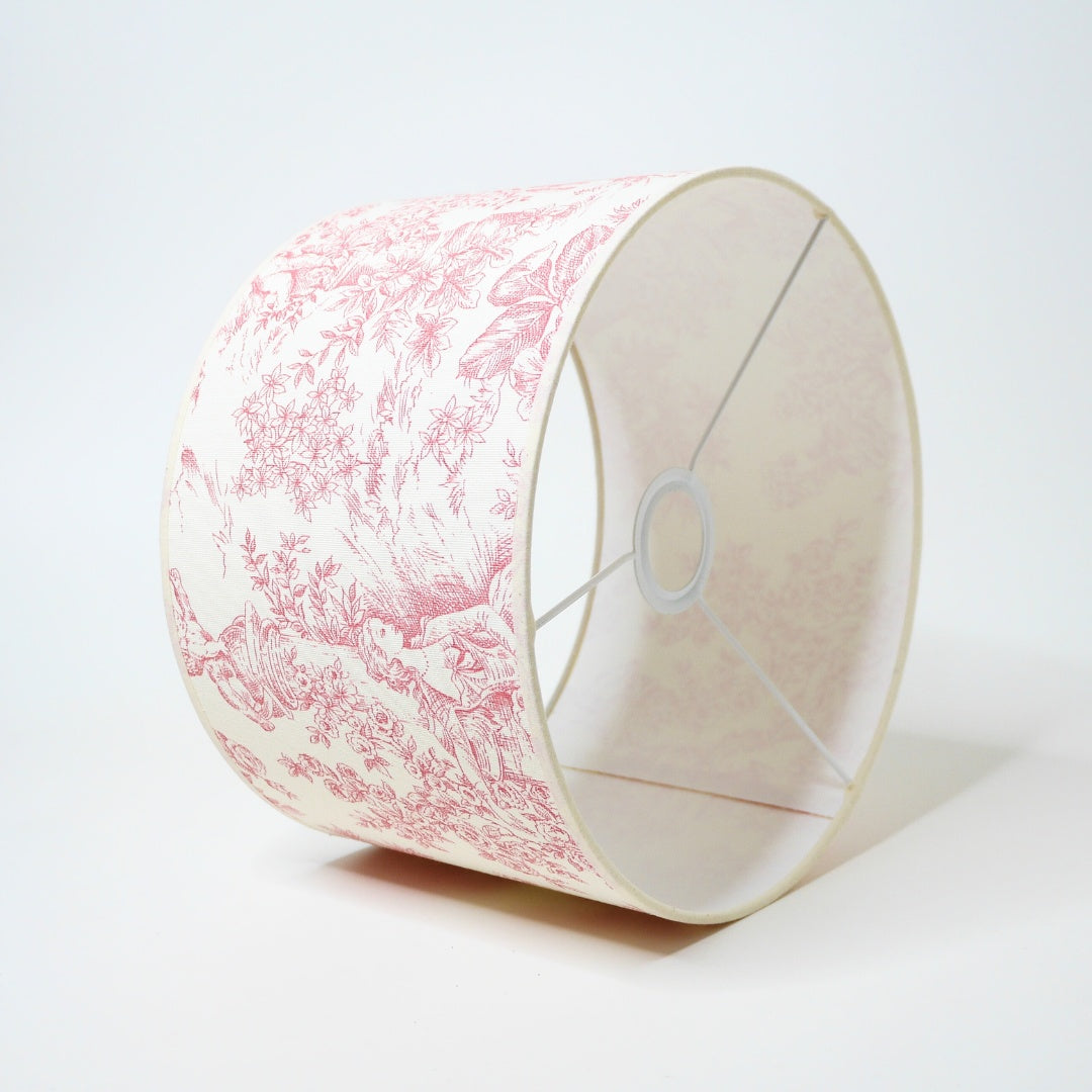 Abat-Jour Cylindrique Toile de Jouy Rose