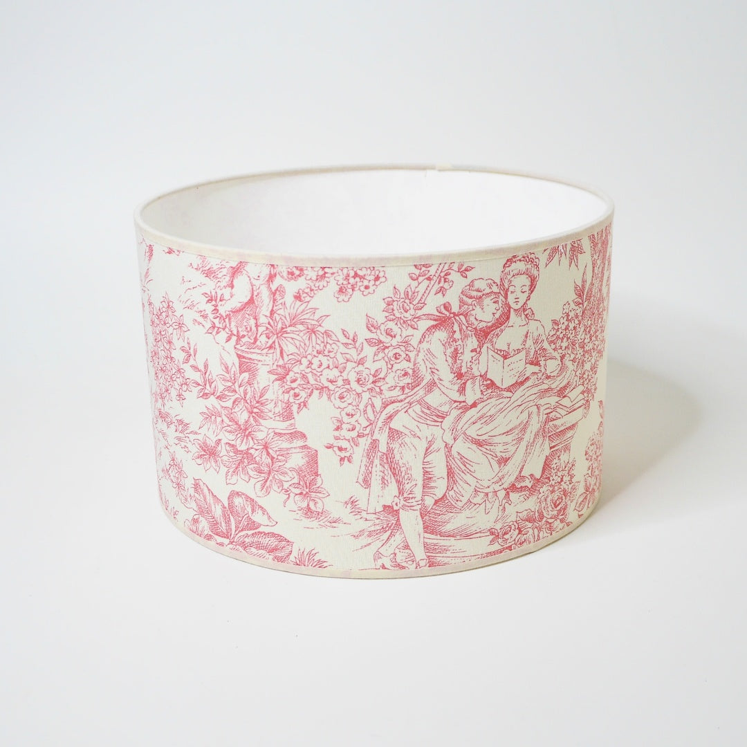 Abat-Jour Cylindrique Toile de Jouy Rose