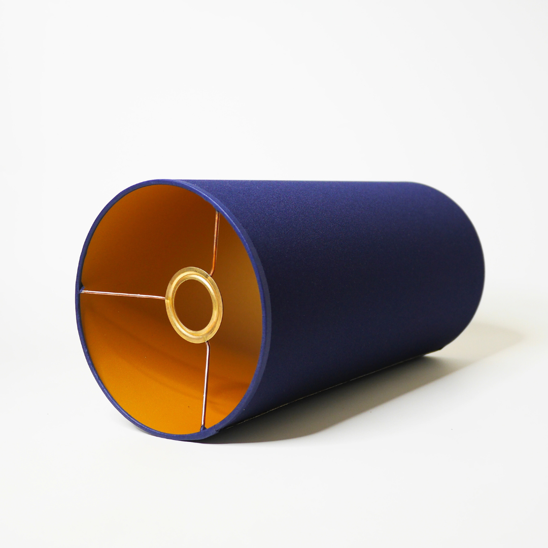 Marineblauwe en gouden buisvormige lampenkap