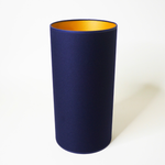 Abat-jour tube bleu marine et or