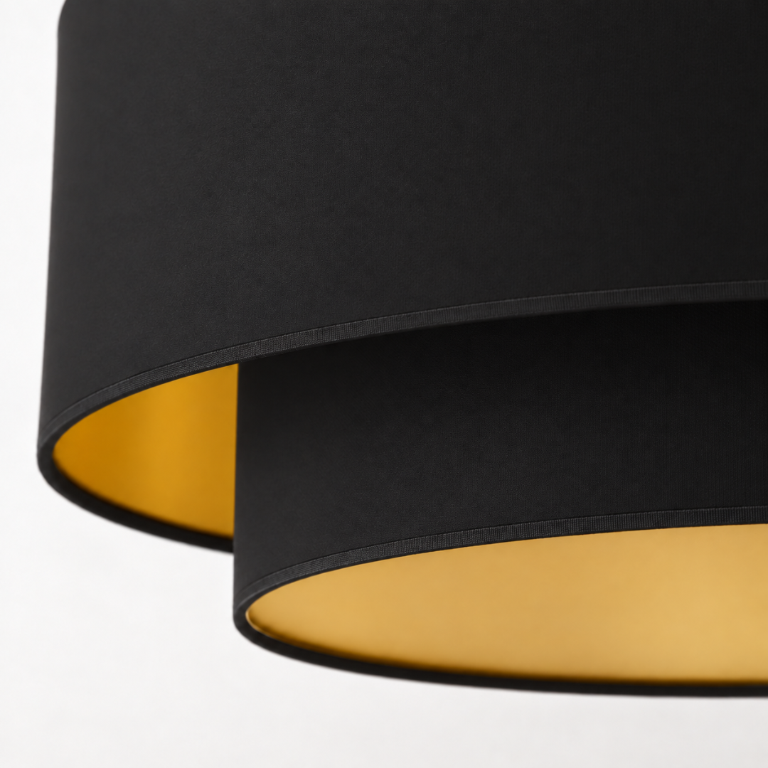 Suspension Double Abat-Jour Noir & Or