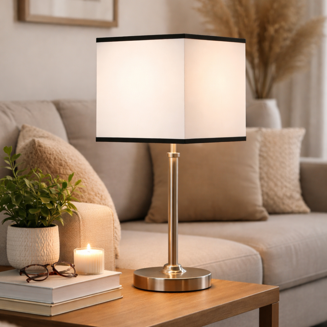 Abat-Jour Carré Blanc & Noir