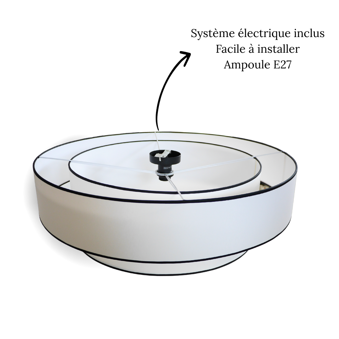Système électrique ampoule E27 du plafonnier abat-jour blanc et noir