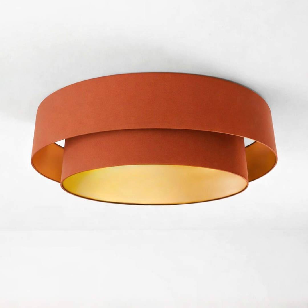 Abat-jour plafond terracotta et or