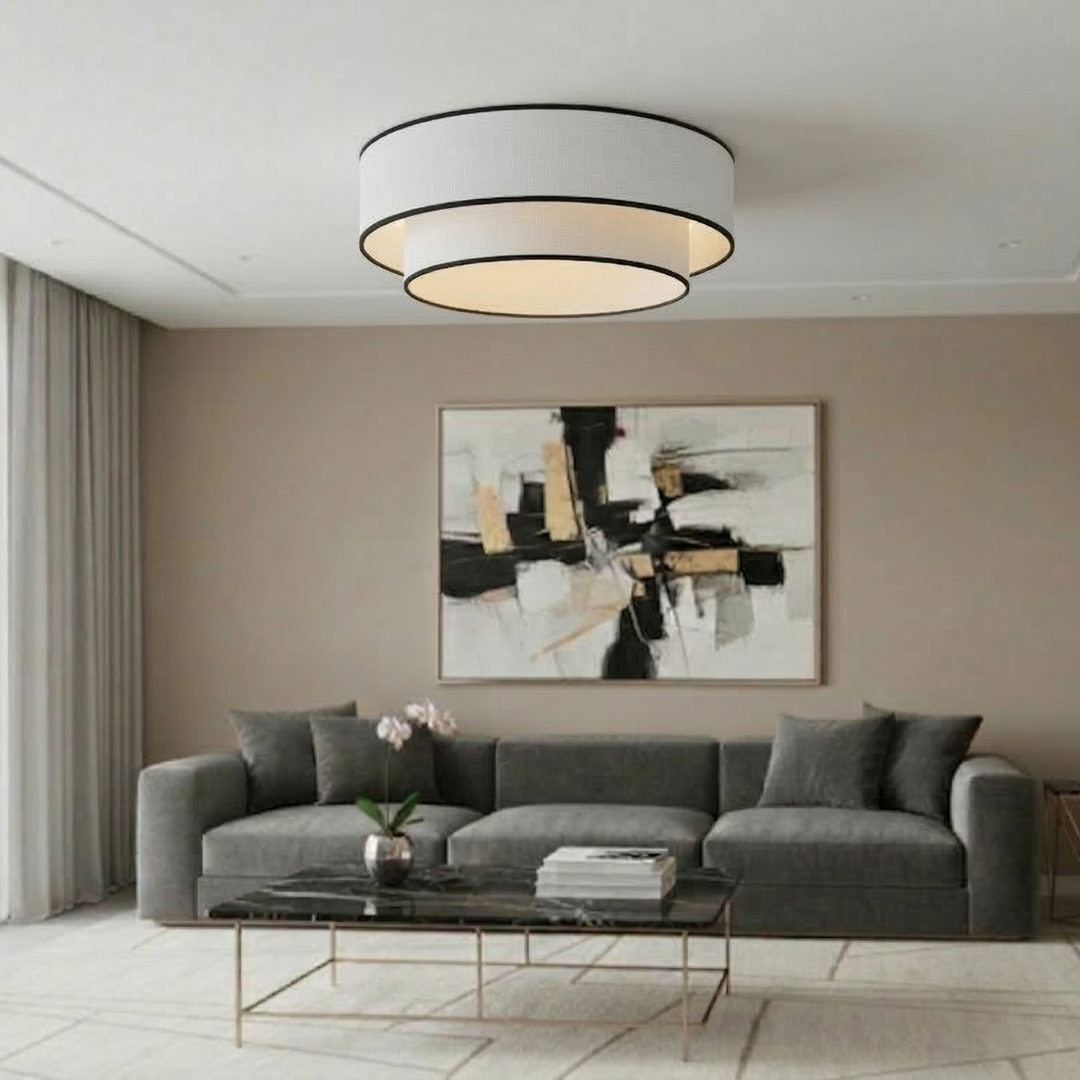 Plafonnier blanc avec bord noir