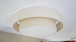 Plafonnier abat-jour beige lin naturel avec diffuseur de lumière pvc blanc