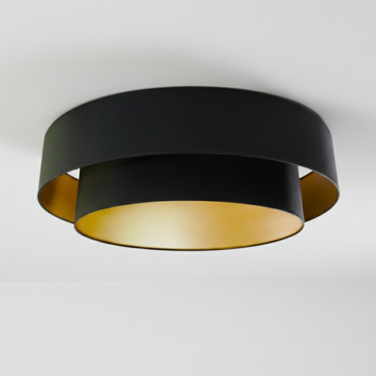 Plafonnier Double Abat-Jours Noir & Or