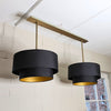 Suspension Double Abat-Jours Noir et Or