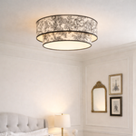 plafonnier abat-jour toile de jouy noir