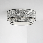 plafonnier double abat-jour toile de jouy noir