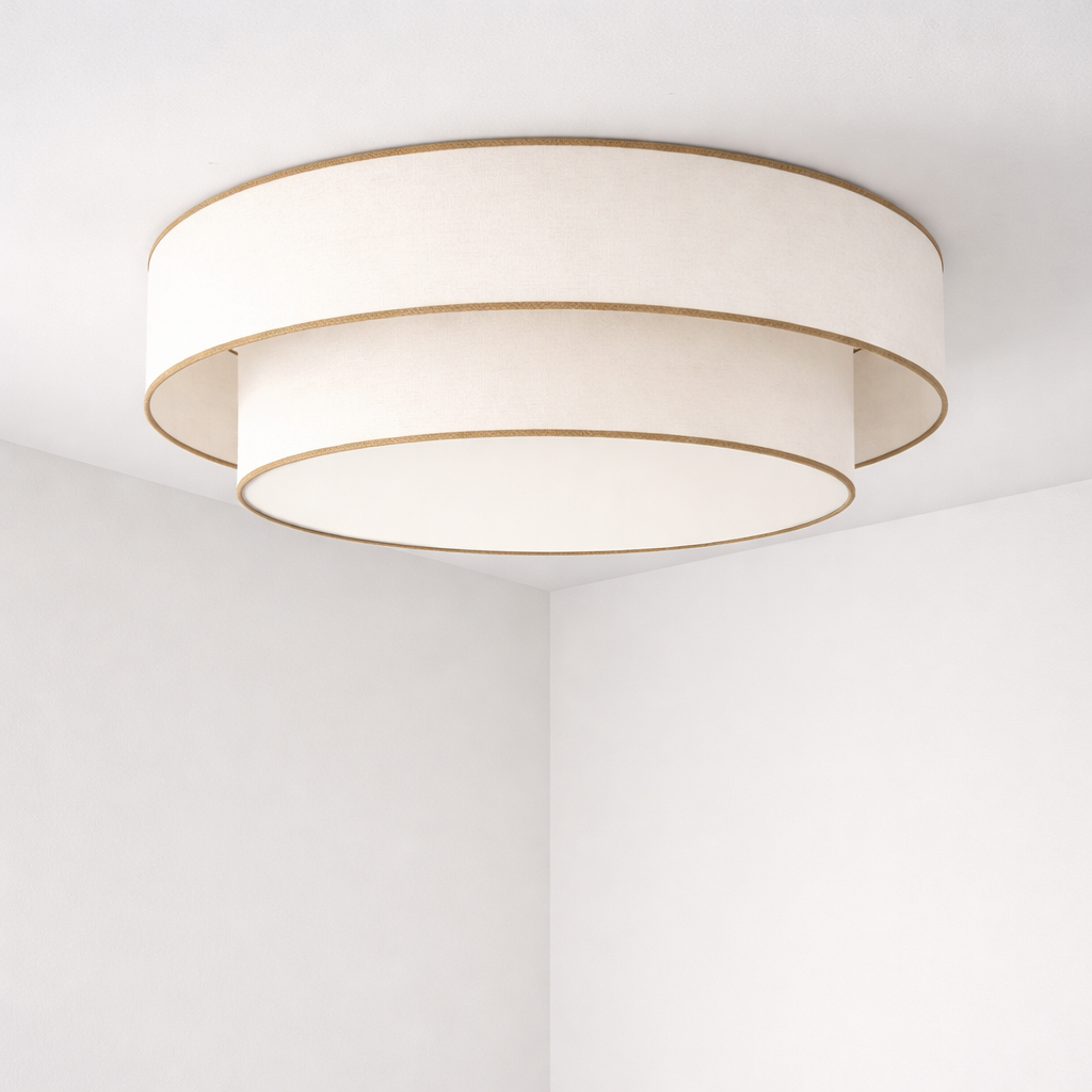 plafonnier abat-jour écru avec galon beige