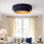 plafonnier abat-jour bleu marine et or