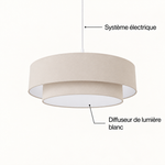 Suspension abat-jour beige avec diffuseur de lumiere