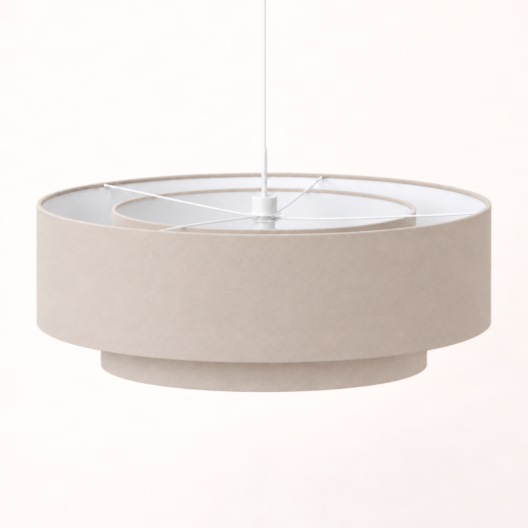 Suspension abat-jour en coton beige