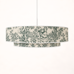 Suspension abat jour toile de jouy vert
