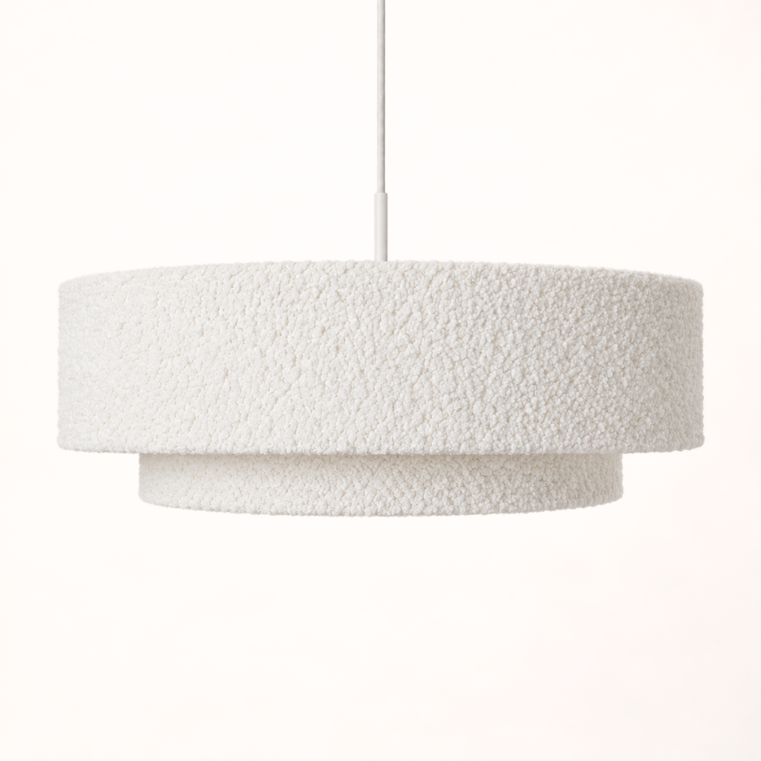 Suspension double abat-jour en teddy blanc