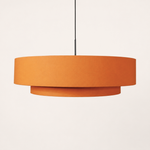 Suspension double abat-jour orange et or