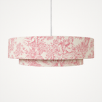 Suspension double abat jour toile de jouy rose