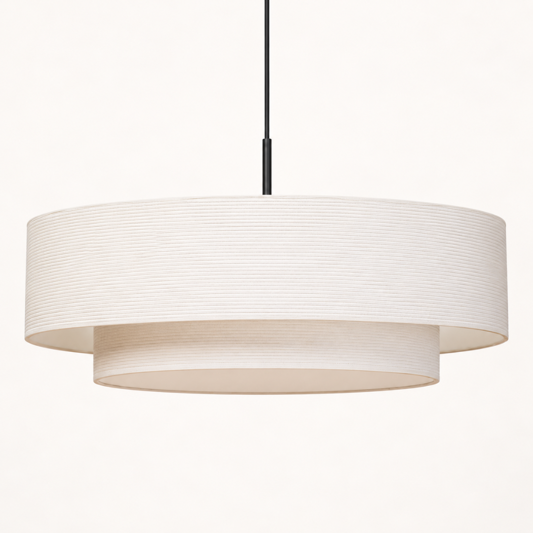 Suspension double abat jour blanc ivoire