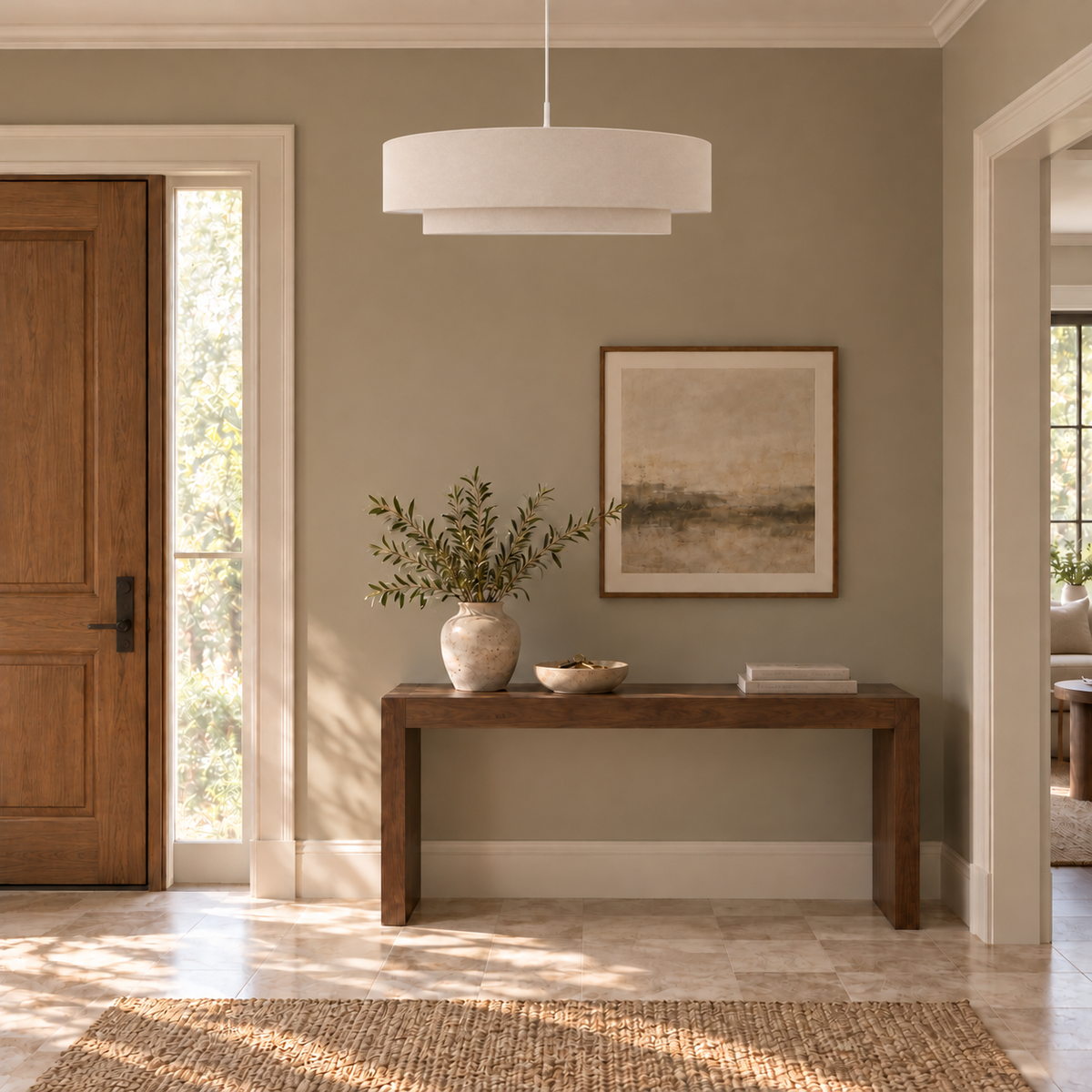 Suspension Double Abat-Jour Beige