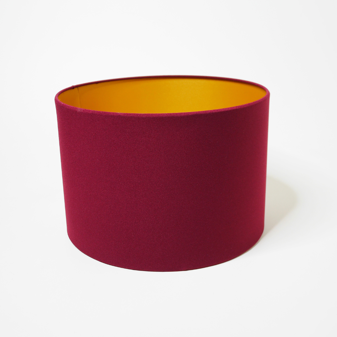 Abat-jour cylindrique bordeaux et or