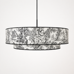 suspension abat jour toile de jouy noire
