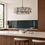 suspension double abat jour toile de jouy noire